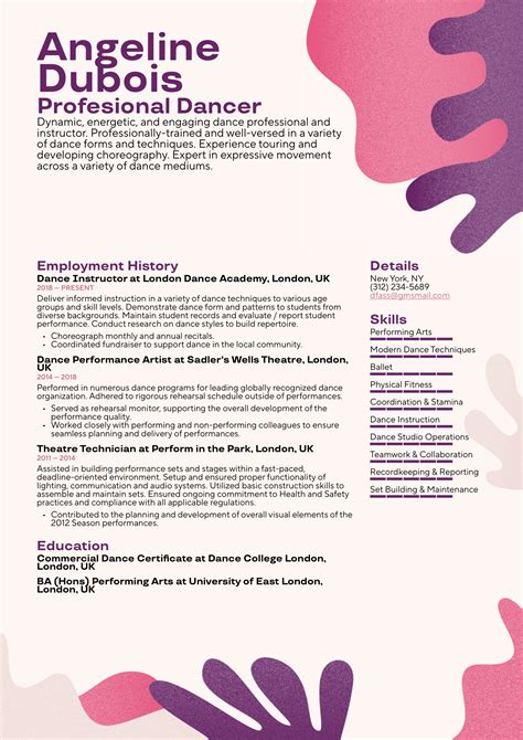 dancer cv|How to write a dancer CV (With tips, advice and examples).